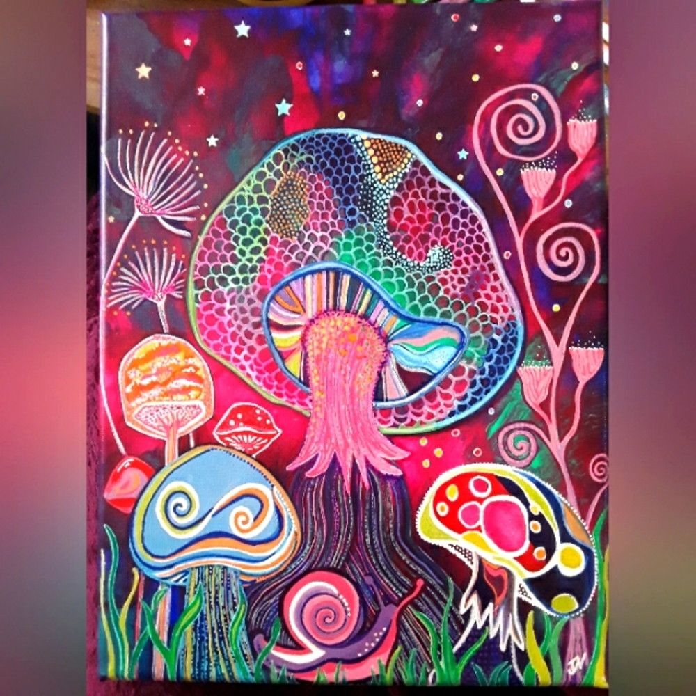 🍄 'Psychedelic Mushrooms' Abstract Painting